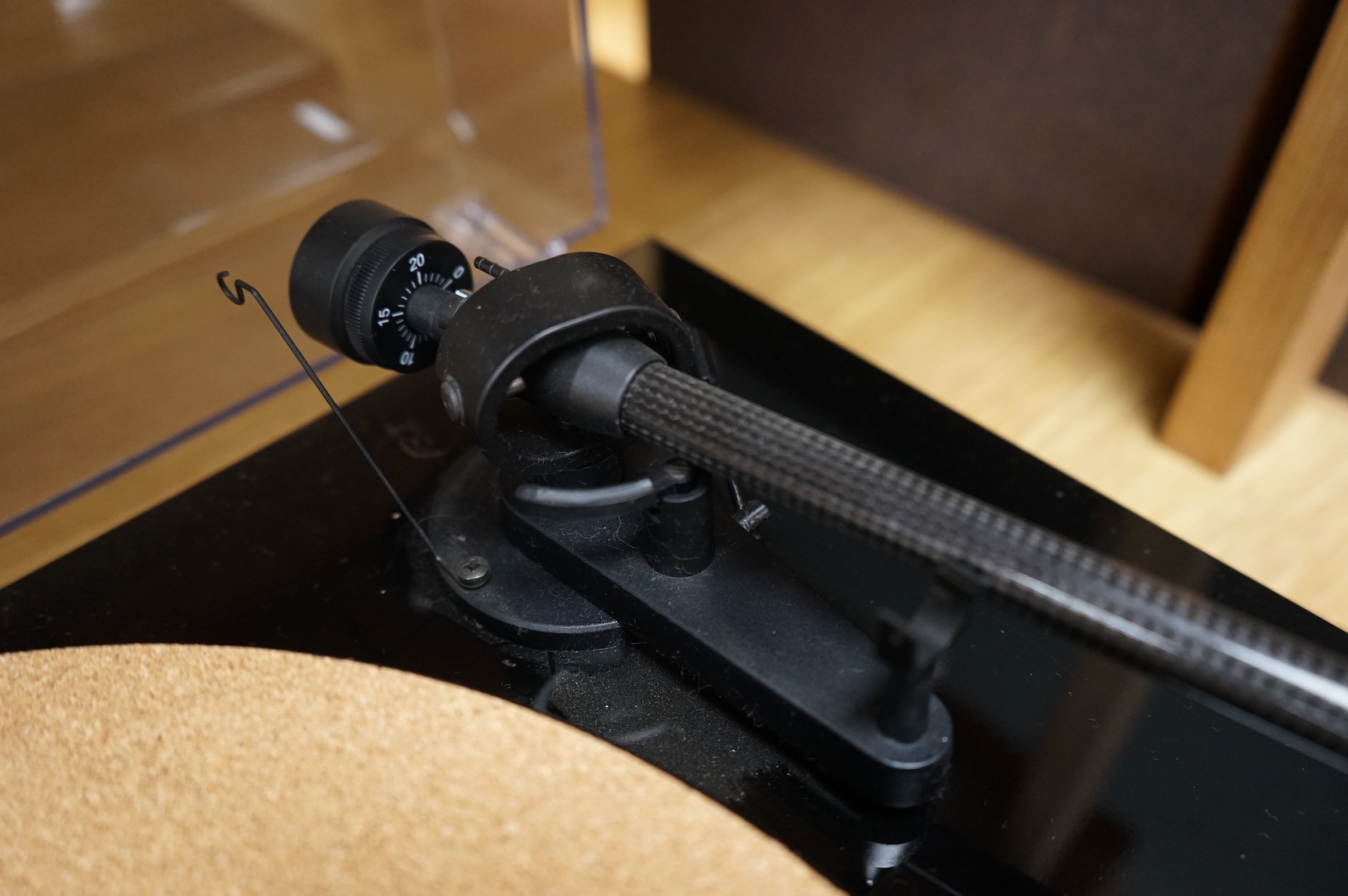 A Project Debut Carbon turntable with Ortofon 2m blue stylus and spare Ortofon 2m red stylus